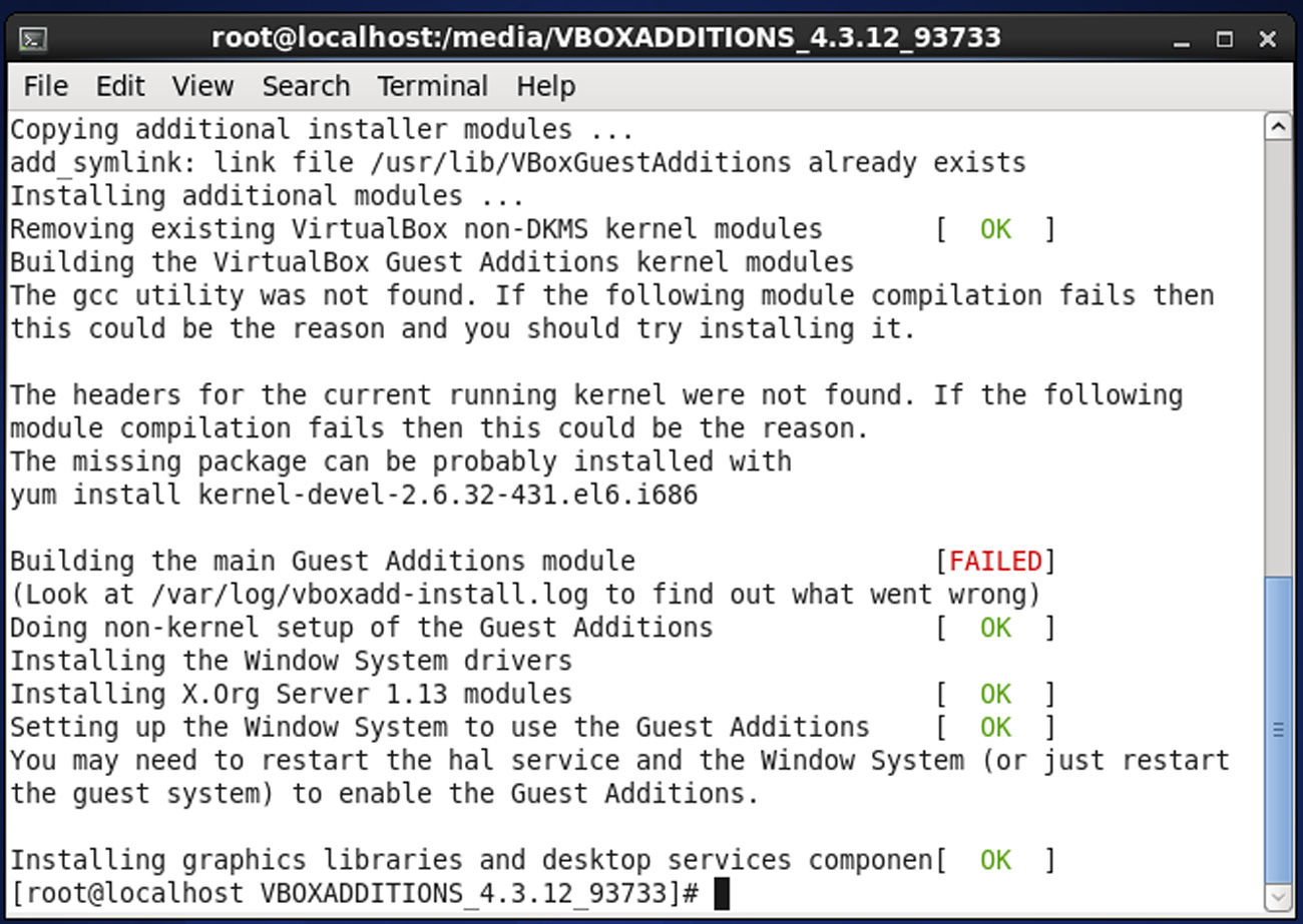 Building the main Guest Additions module    [FAILDE] - VirtualBox 4.3.12