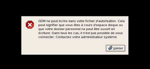 GDM could not write to you authorization file
