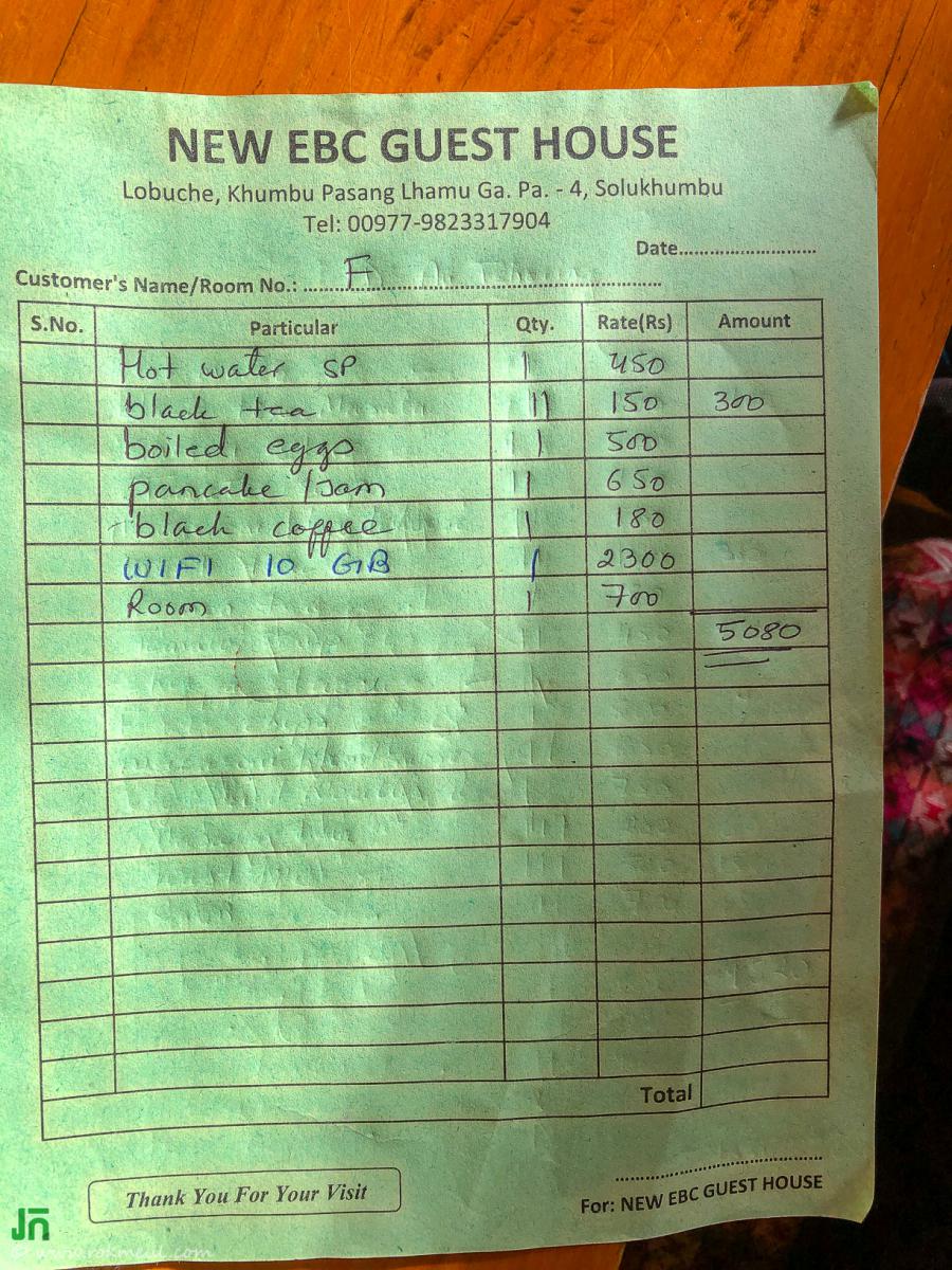 A night stay + internet data cost me around 50 USD